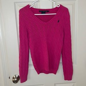 Ralph Lauren sport v-neck pink sweater. Size small